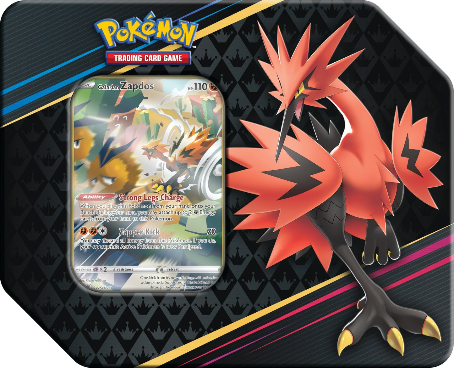 Crown Zenith Galarian Zapdos Crown Zenith Tin Large